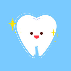 Healthy tooth concept icon vector illustration. Cute tooth character usable for dental symbol or logo.