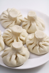 khinkali. pre-finished dishes from dough stuffed with minced meat. traditional national Caucasian dish.