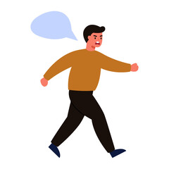 Man runs vector illustration. Running man in a flat style on a white background