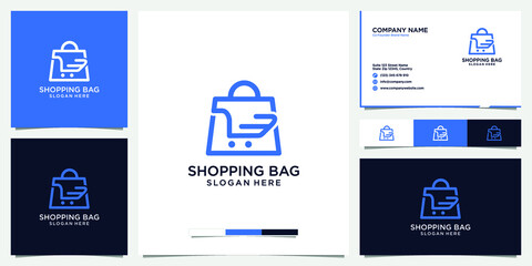 Online shopping bag logo design template