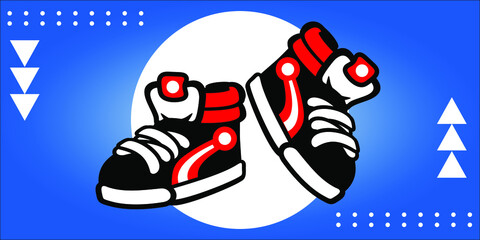 cartoon style shoe vector design isolated on modern blue background