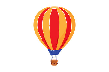 Fototapeta premium Air transport, big balloon with basket, transportation for travel, vehicle, cartoon style vector illustration, isolated on white.