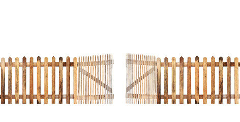 wooden fence isolated on white