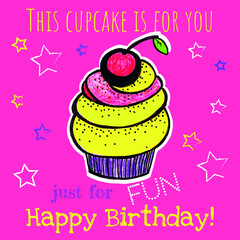 birthday card with cupcake