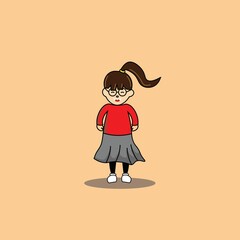 cute girl cartoon mascot
