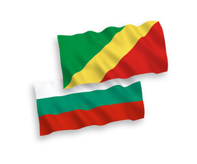 Flags of Republic of the Congo and Bulgaria on a white background
