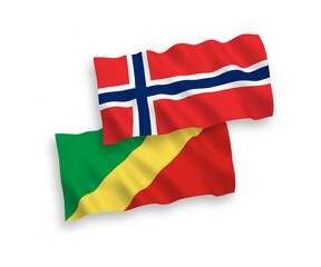 Flags of Norway and Republic of the Congo on a white background