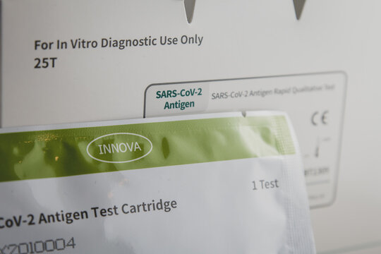 Leicester, United Kingdom. April 15 2021. Home Testing Kit For School Children And NHS Staff, Also Called Lateral Flow Tests For Covid 19, For Testing At Home.