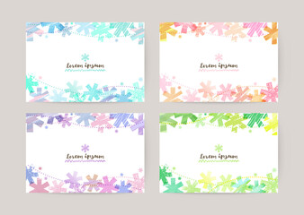 vector card design template with colorful asterisks, watercolor decoration