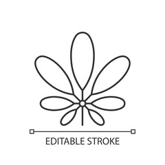 Schefflera linear icon. Flowering plant. Tropical leaf. Umbrella tree. Exotic foliage. Thin line customizable illustration. Contour symbol. Vector isolated outline drawing. Editable stroke