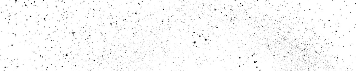 Black Grainy Texture Isolated On White. Panoramic Background. Dust Overlay. Dark Noise Granules. Wide Horizontal Long Banner For Site. Vector Illustration, EPS 10.