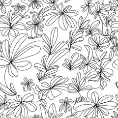 Seamless artwork with hand drawn flowers ornates