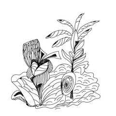 Vector illustration with hand drawn abstract nature drawing