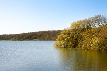 View of Arlington reservoir on a sunny spring afternoon, England