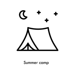 Camping tent flat line icon. Sport and tourism simple vector illustration. Outline sign for mobile concept and web design, store