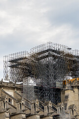 Obraz premium Paris Notre Dame Cathedral church re-construction work after fire