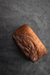 Dark Food photography, Burnt bread, text space