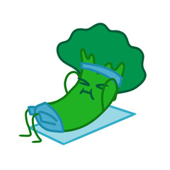 Broccoli goes in for sports. Shakes the press. Vector illustration for use in posters banners posters advertising.