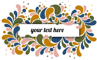Fototapeta premium Filigree floral pattern. Decorative element of the background and cover design. Abstract background design template. Moving wave strip vector art layout design, water drop elements.