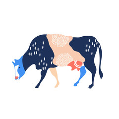 Cow silhouette made of multi-colored segments. Farm illustration.