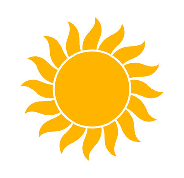 Cute sun symbol. Orange bright sun icon.