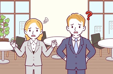 ビジネススーツを着た二人の金髪の人