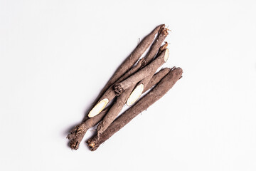 Raw Scorzonera or Spanish salsify isolated on white background