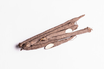 Raw Scorzonera or Spanish salsify isolated on white background