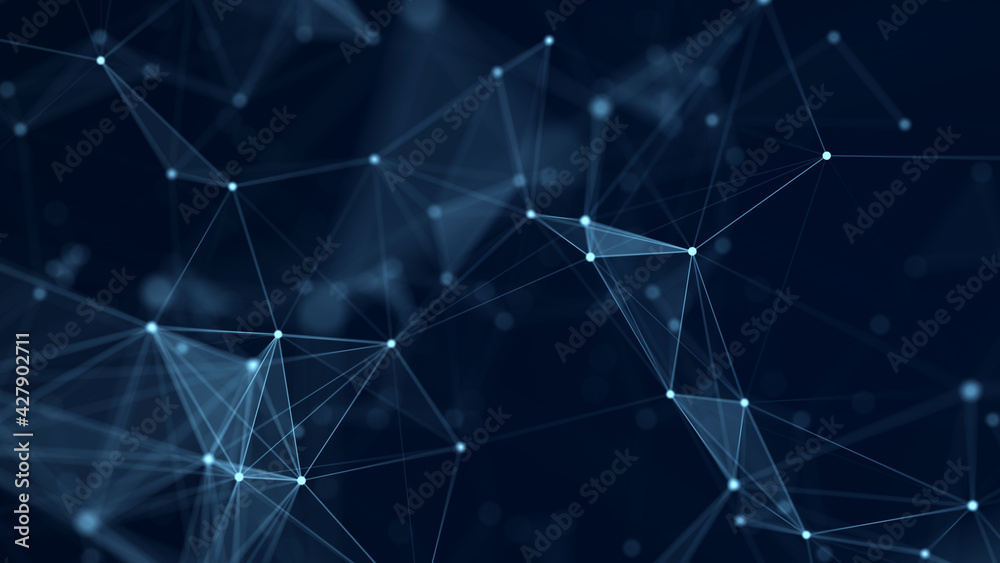 Poster network connection structure. abstract background with moving dots and lines. futuristic illustratio
