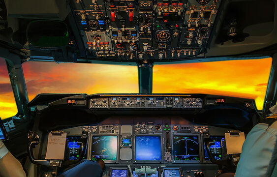 Pilot Interior cockpit Airplane flying