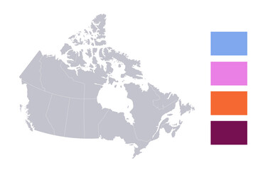 Infographics of Canada map, individual states blank