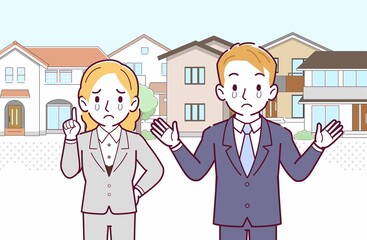 ブロンドヘアのビジネスマン男女