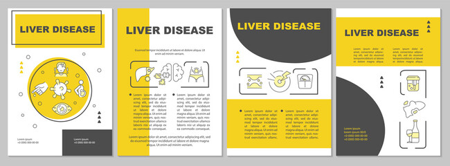 Liver disease brochure template. Metabolic functions failure. Flyer, booklet, leaflet print, cover design with linear icons. Vector layouts for presentation, annual reports, advertisement pages