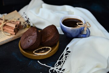 chocolate cake with coffee