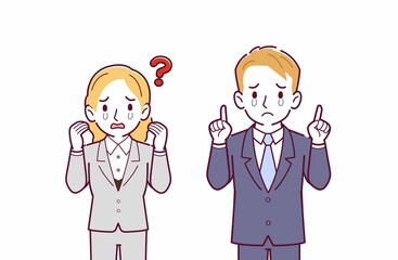 ブロンドヘアのビジネスマン男女