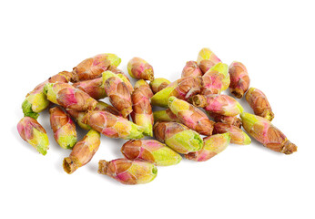 A Pile of Ribes Nigrum Buds. Also Known as Blackcurrant or Cassis. Medicinal Raw Material. Isoalted on White.