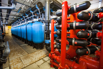 Shchuchinsk city, Kazakhstan - April 20, 2012: Modern water purification and filtration station....