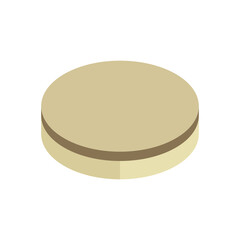 Round brick or block vector icon. That stone, rock or concrete for landscape by paving in outdoor, park, yard or garden to create pavement floor, path, walkway or pathway. Also for sidewalk or road.