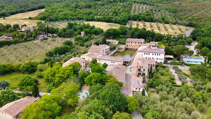 Fototapeta na wymiar Aerial view of Bagno Vignoni, Italy