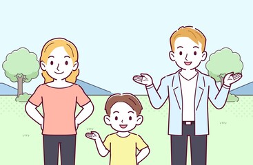 ブロンドヘアの親子