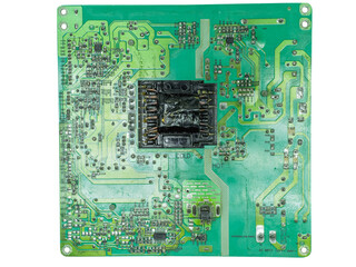 The power supply board with an inverter for an LCD TV is isolated on a white background