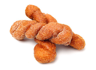Chinese fried dough twist on white background