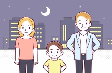 ブロンドヘアの親子