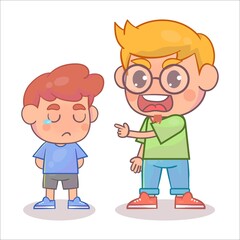 Angry parent with kid cry Premium Vector
