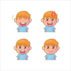 Cute boy with different face expressions