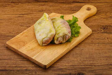 Homemade raw stuffed cabbage with meat