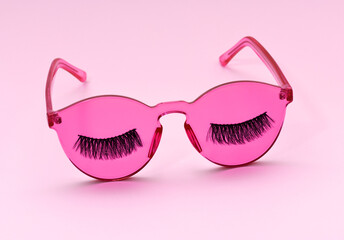 Pink glasses with eyelashes