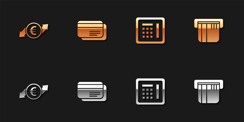 Set Financial growth and euro coin, Credit card, Safe and icon. Vector