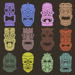 Wallpaper from a set of twelve pagan masks. The faces of various gods, spirits, and other mystical beings.