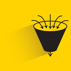 data  flow funnel with shadow on yellow background